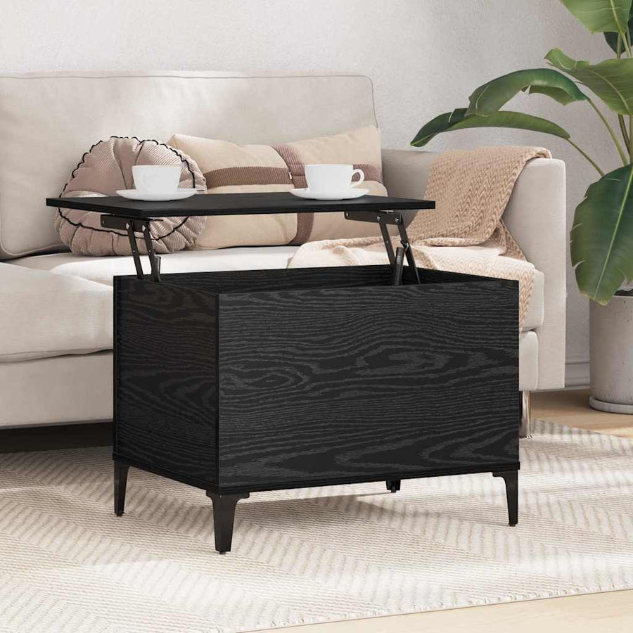 Salontafel Zwart eiken 60 x 44.5 x 45 cm Bewerkt hout