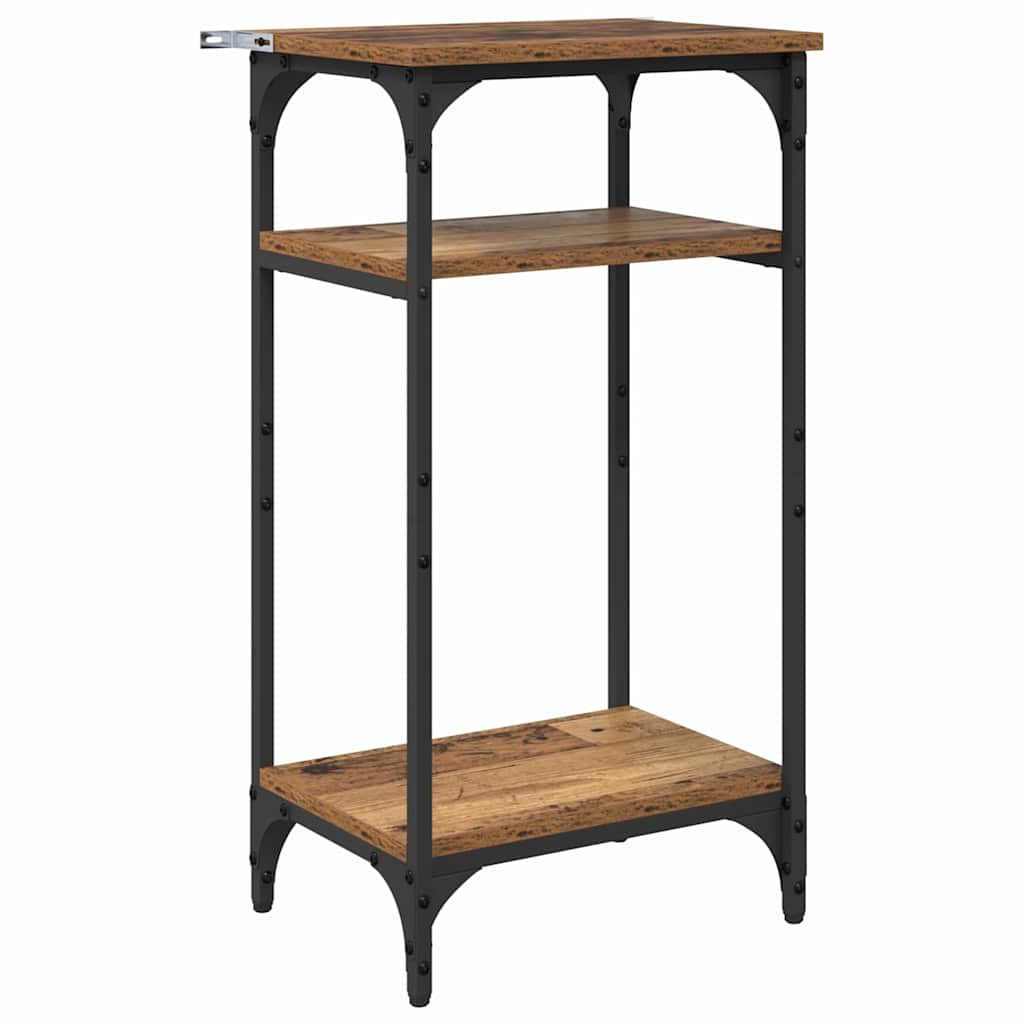 Bijzettafel met plank Oud Hout 40 x 30 x 75 cm Bewerkt hout