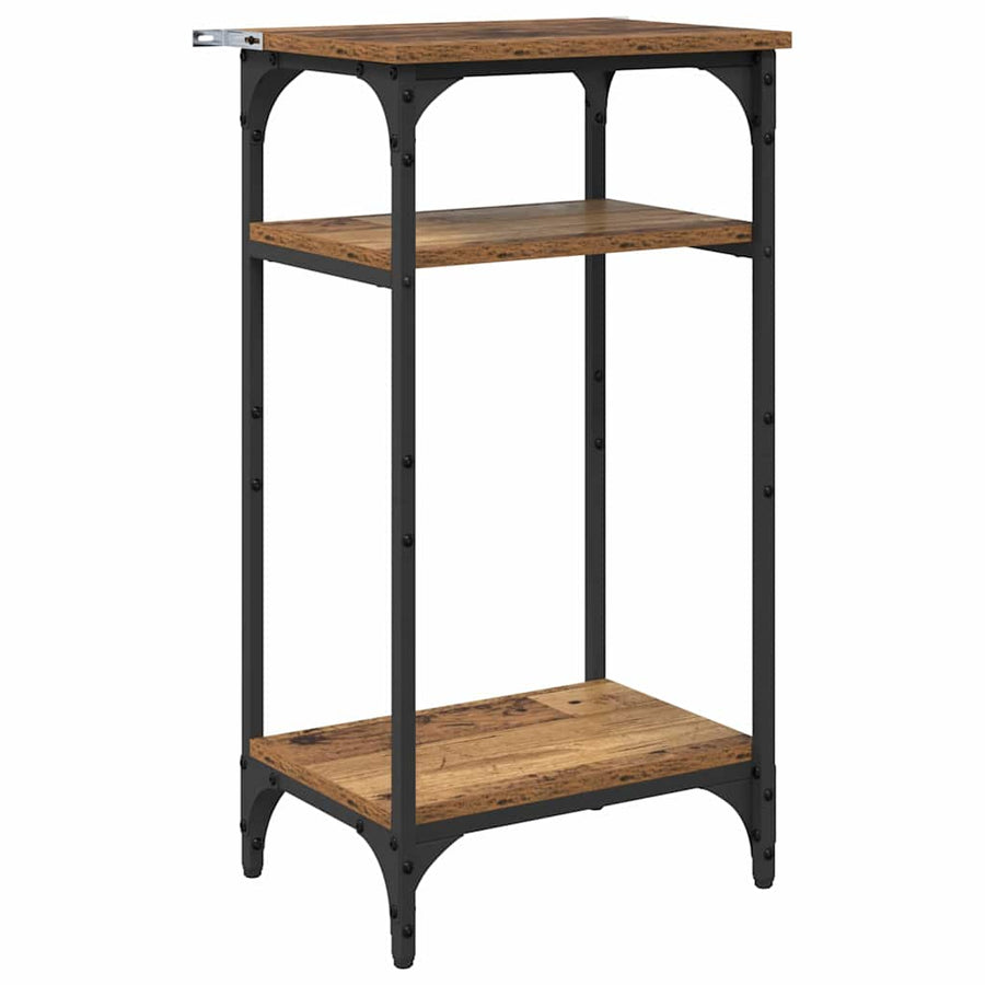 Bijzettafel met plank Oud Hout 40 x 30 x 75 cm Bewerkt hout