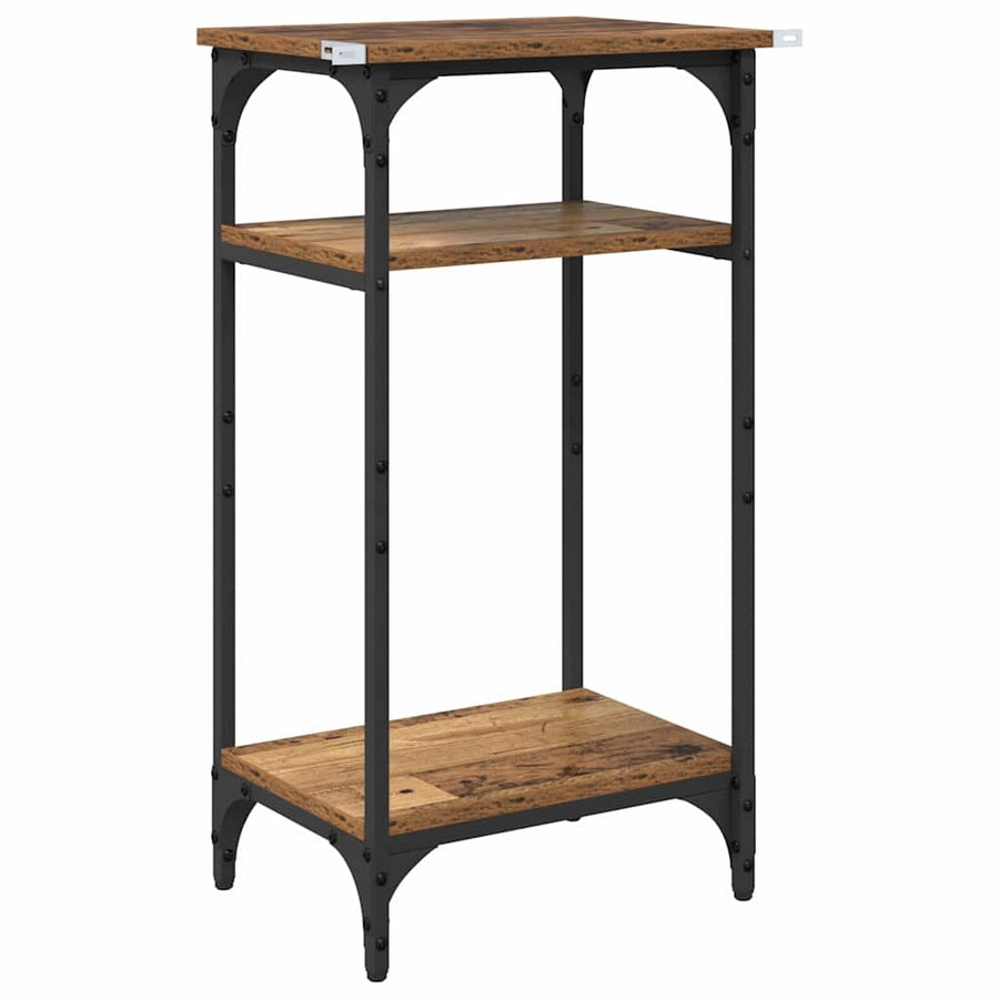 Bijzettafel met plank Oud Hout 40 x 30 x 75 cm Bewerkt hout