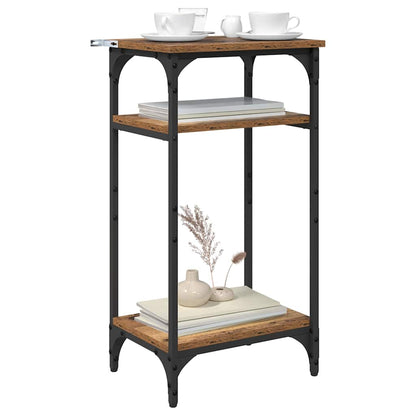 Bijzettafel met plank Oud Hout 40 x 30 x 75 cm Bewerkt hout