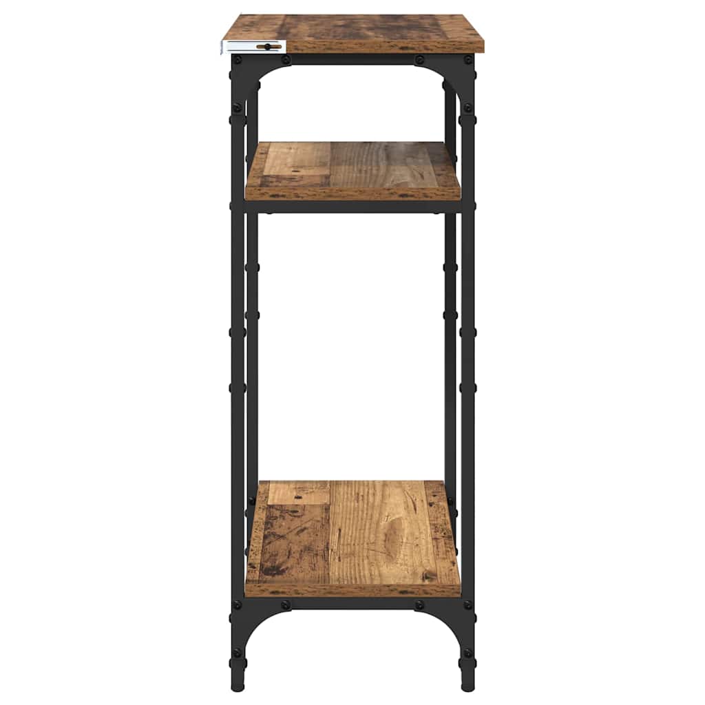 Bijzettafel met plank Oud Hout 40 x 30 x 75 cm Bewerkt hout