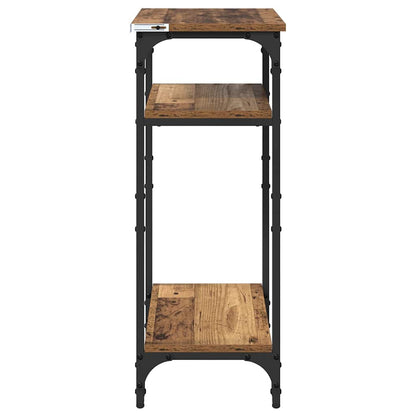 Bijzettafel met plank Oud Hout 40 x 30 x 75 cm Bewerkt hout