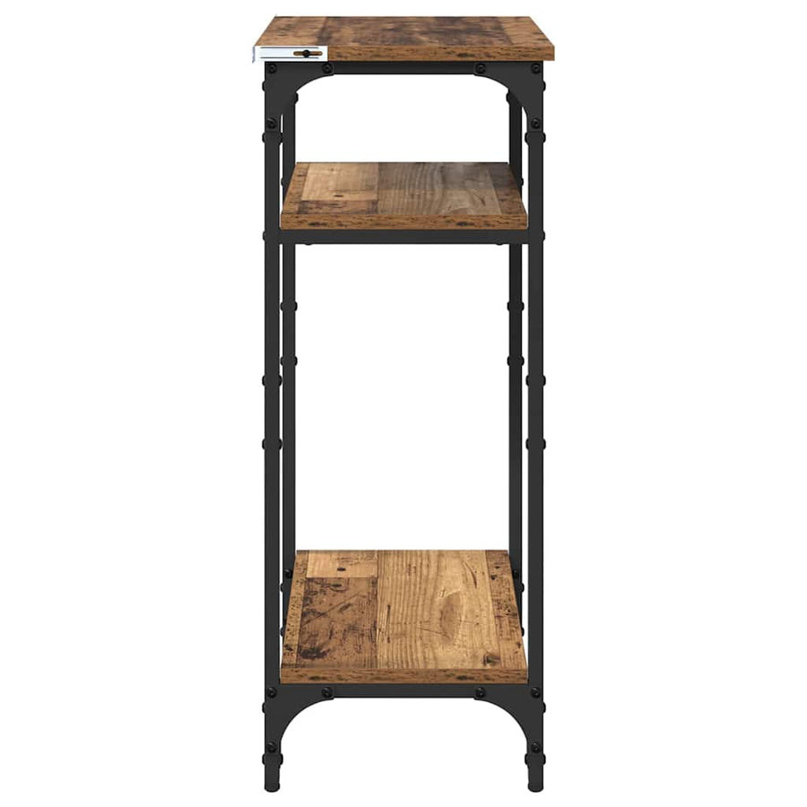 Bijzettafel met plank Oud Hout 40 x 30 x 75 cm Bewerkt hout
