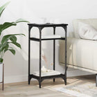 Side Table with Shelf Black Oak 40 x 30 x 75 cm Engineered Wood