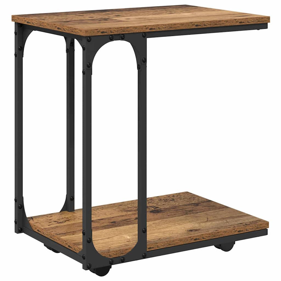 Bijzettafel met plank Oudhout 50 x 35 x 55.5 cm Bewerkt hout