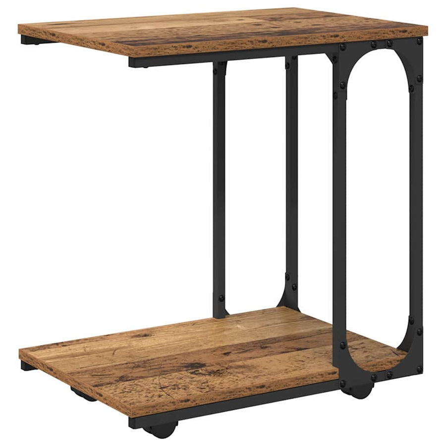 Bijzettafel met plank Oudhout 50 x 35 x 55.5 cm Bewerkt hout
