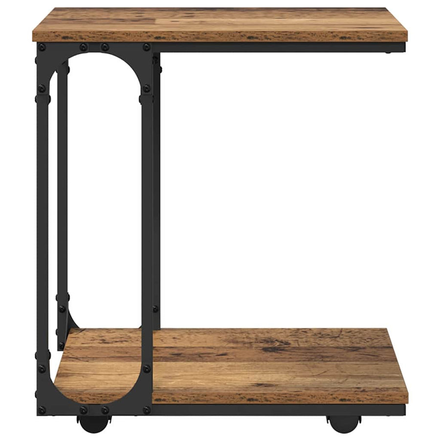 Bijzettafel met plank Oudhout 50 x 35 x 55.5 cm Bewerkt hout