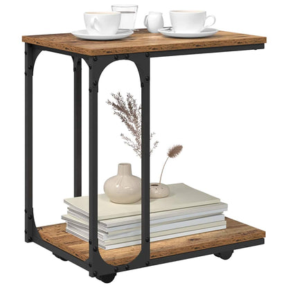 Bijzettafel met plank Oudhout 50 x 35 x 55.5 cm Bewerkt hout