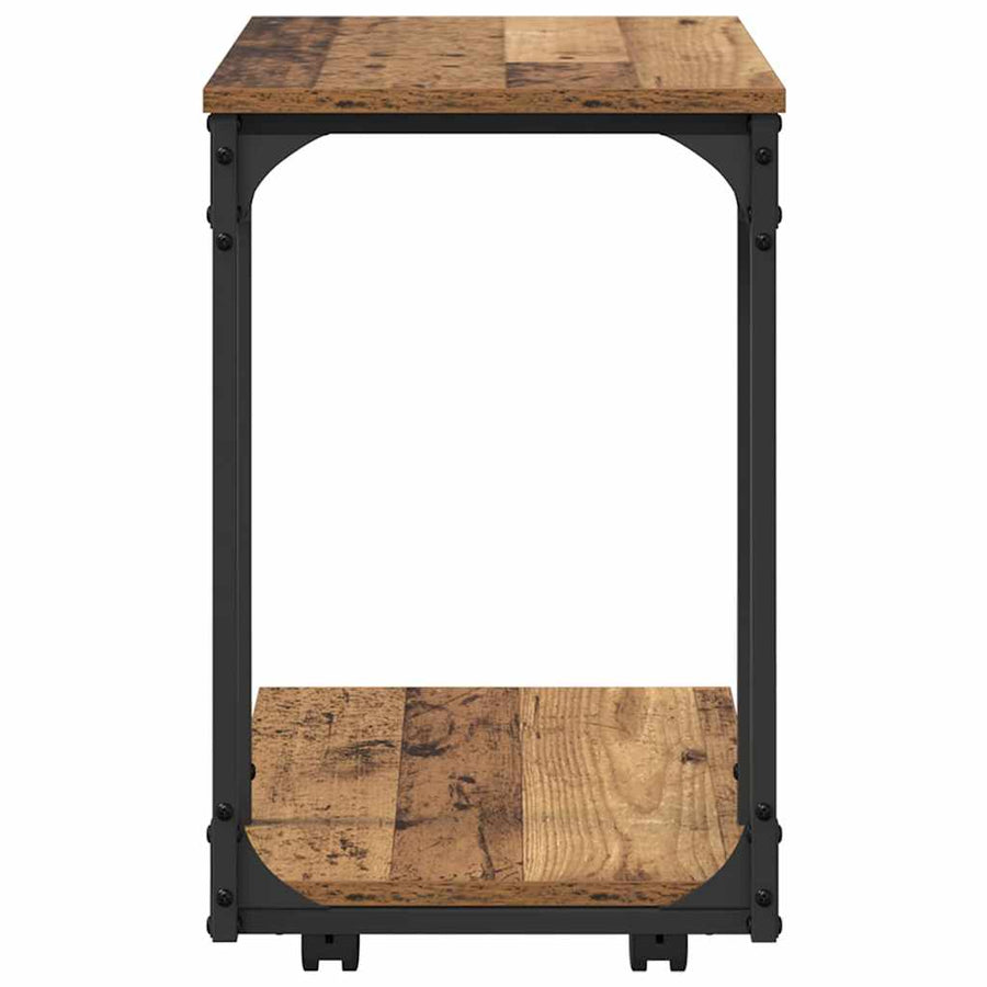 Bijzettafel met plank Oudhout 50 x 35 x 55.5 cm Bewerkt hout