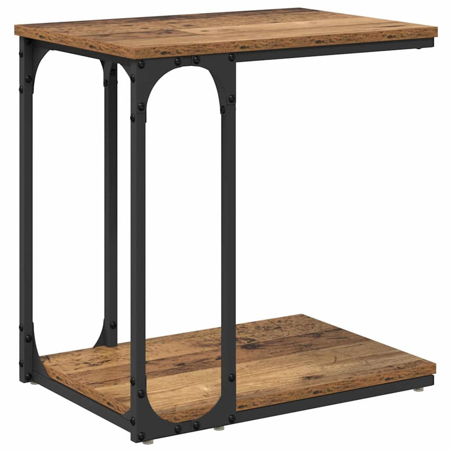 Bijzettafel met plank Oud hout 50 x 35 x 52 cm Bewerkt hout