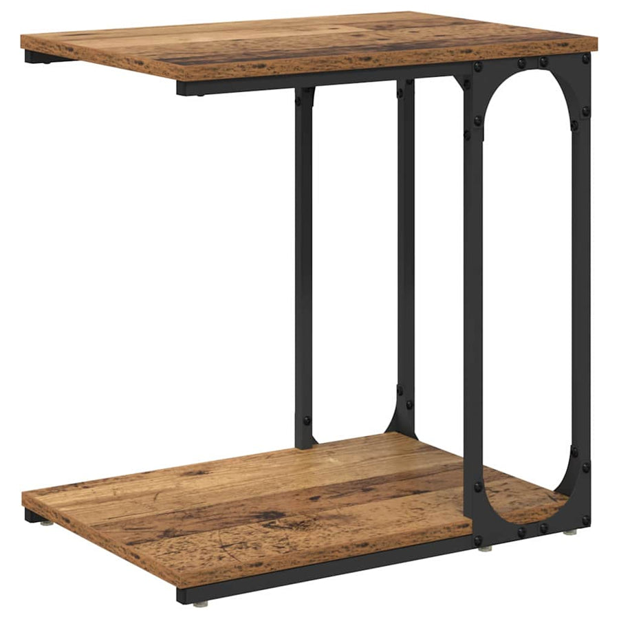 Bijzettafel met plank Oud hout 50 x 35 x 52 cm Bewerkt hout