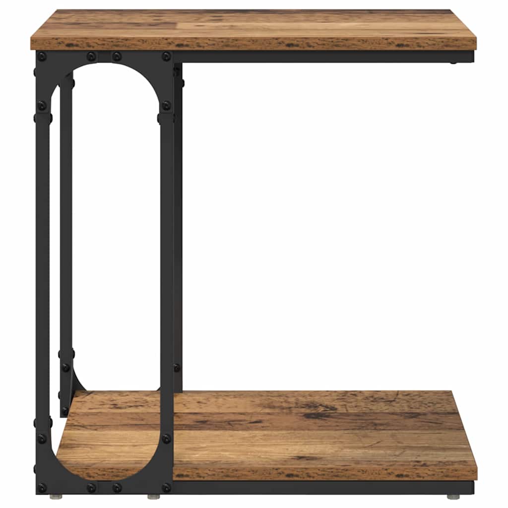Bijzettafel met plank Oud hout 50 x 35 x 52 cm Bewerkt hout