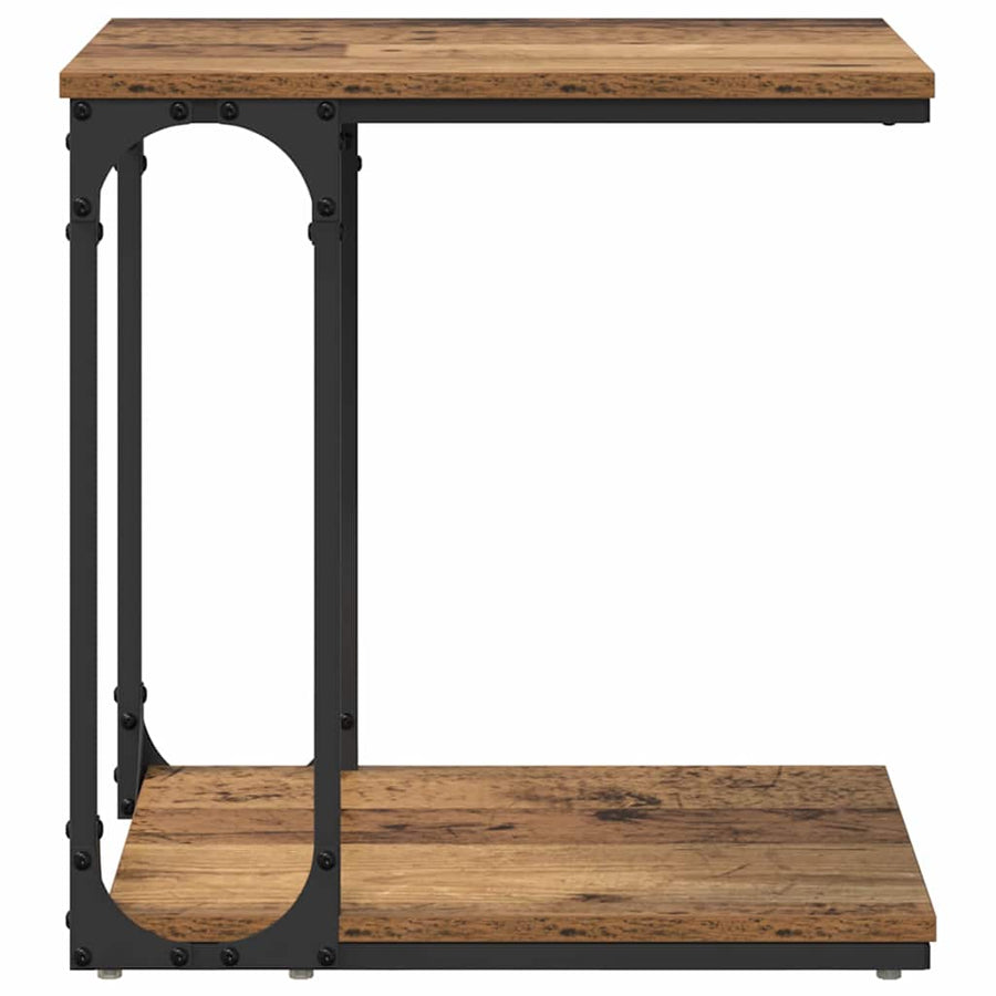 Bijzettafel met plank Oud hout 50 x 35 x 52 cm Bewerkt hout