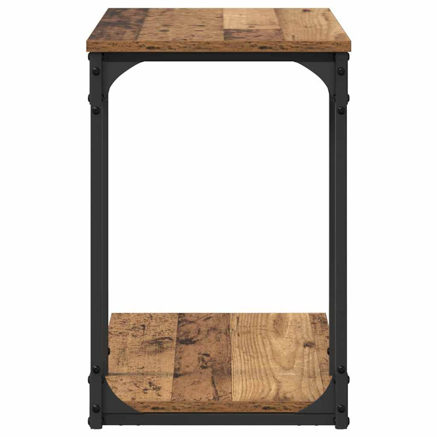 Bijzettafel met plank Oud hout 50 x 35 x 52 cm Bewerkt hout