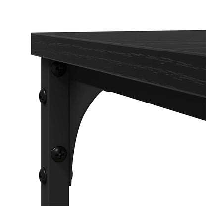 Bijzettafel met plank Zwart Eiken 50 x 35 x 52 cm Bewerkt hout