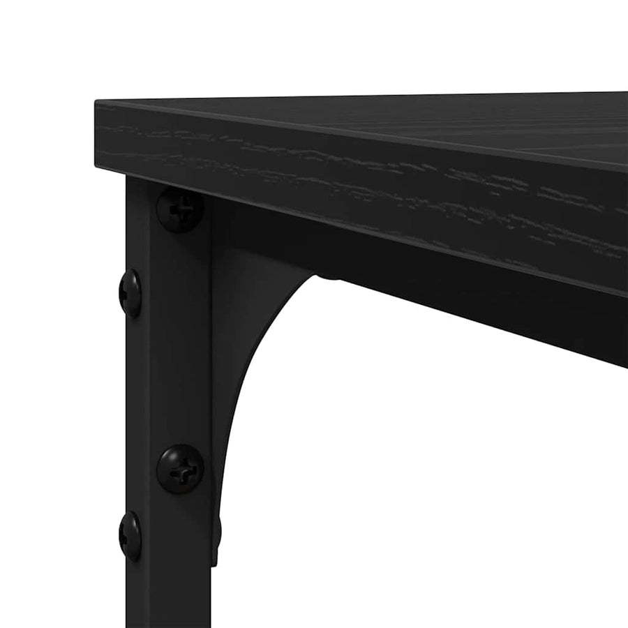 Bijzettafel met plank Zwart Eiken 50 x 35 x 52 cm Bewerkt hout