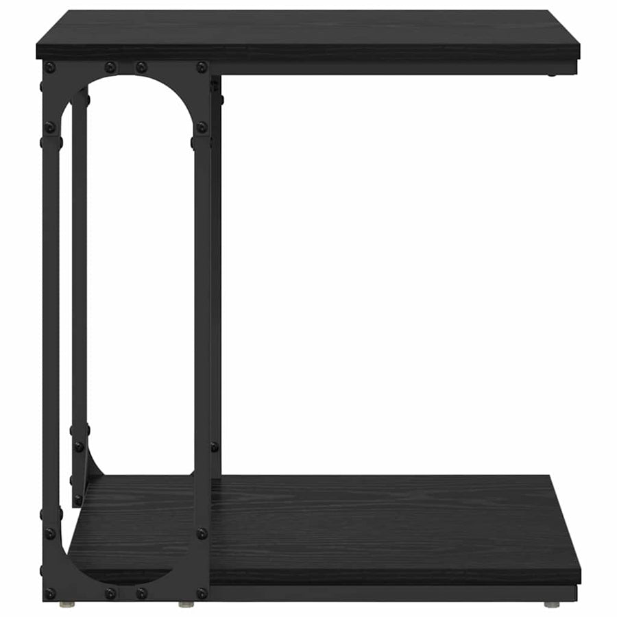Bijzettafel met plank Zwart Eiken 50 x 35 x 52 cm Bewerkt hout