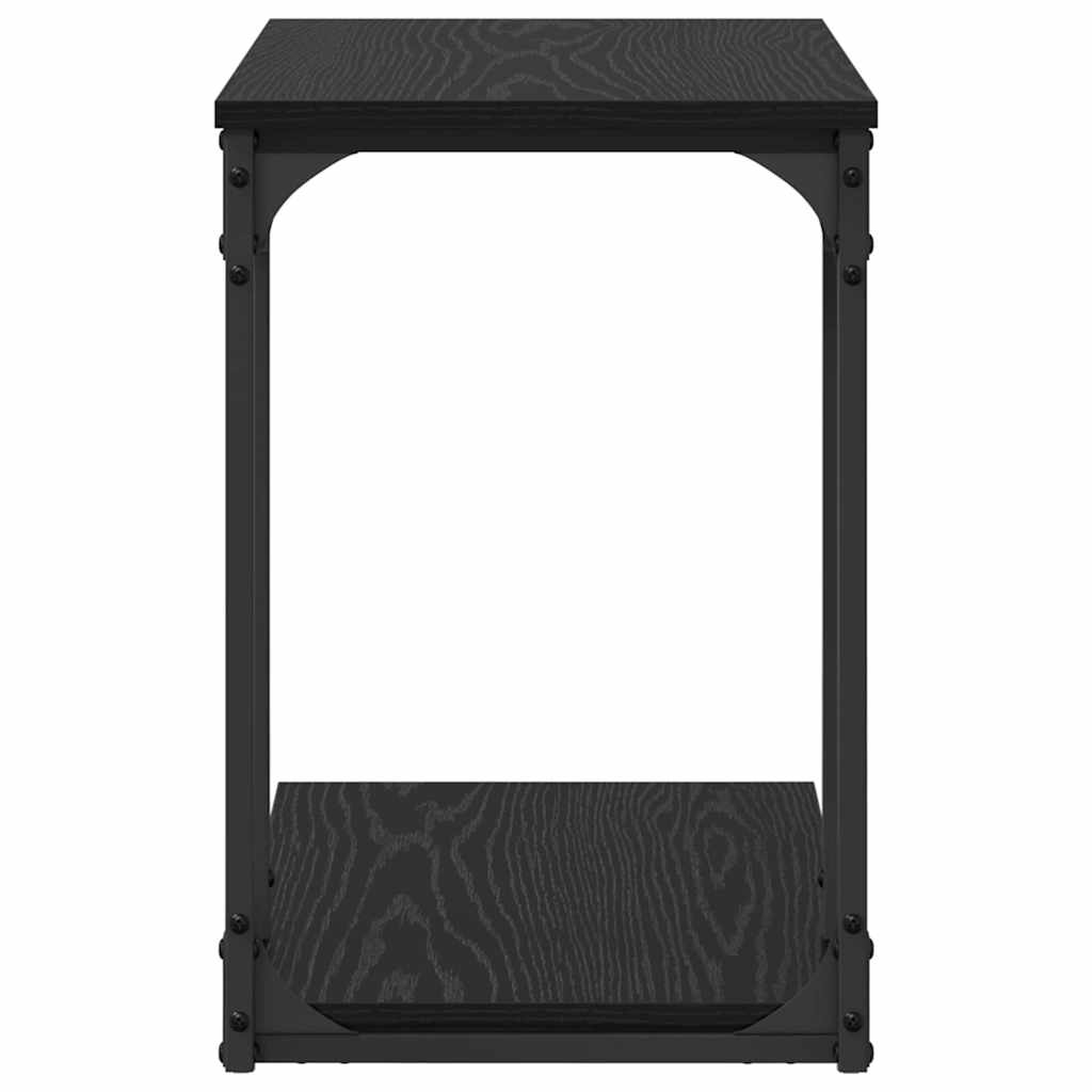 Bijzettafel met plank Zwart Eiken 50 x 35 x 52 cm Bewerkt hout