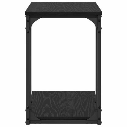 Bijzettafel met plank Zwart Eiken 50 x 35 x 52 cm Bewerkt hout
