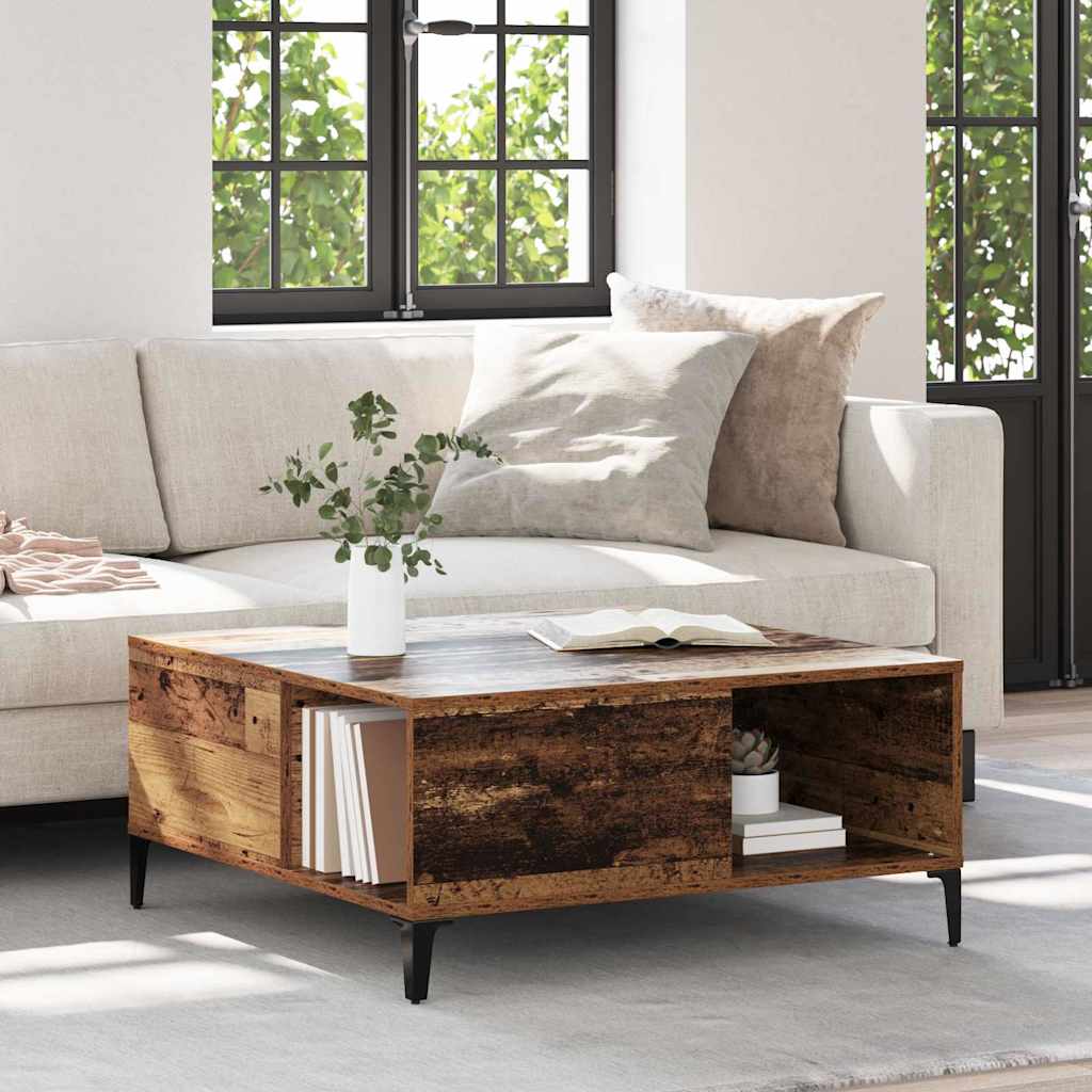 Salontafel Oud Hout 80 x 80 x 36,5 cm Bewerkt hout