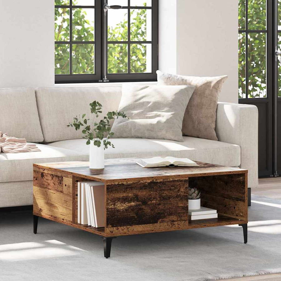 Salontafel Oud Hout 80 x 80 x 36,5 cm Bewerkt hout