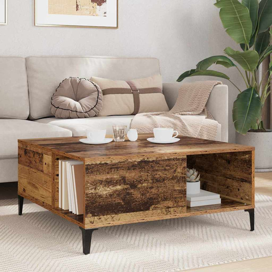 Salontafel Oud Hout 80 x 80 x 36,5 cm Bewerkt hout