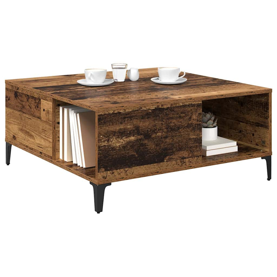 Salontafel Oud Hout 80 x 80 x 36,5 cm Bewerkt hout