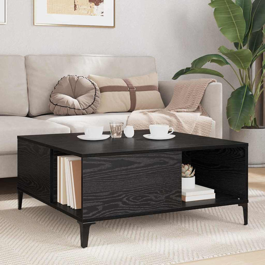 Salontafel Zwart Eiken 80 x 80 x 36,5 cm Bewerkt hout