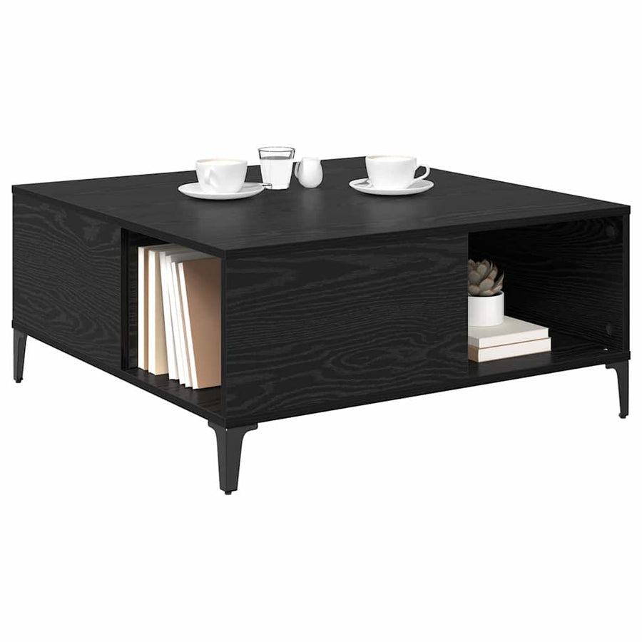 Salontafel Zwart Eiken 80 x 80 x 36,5 cm Bewerkt hout