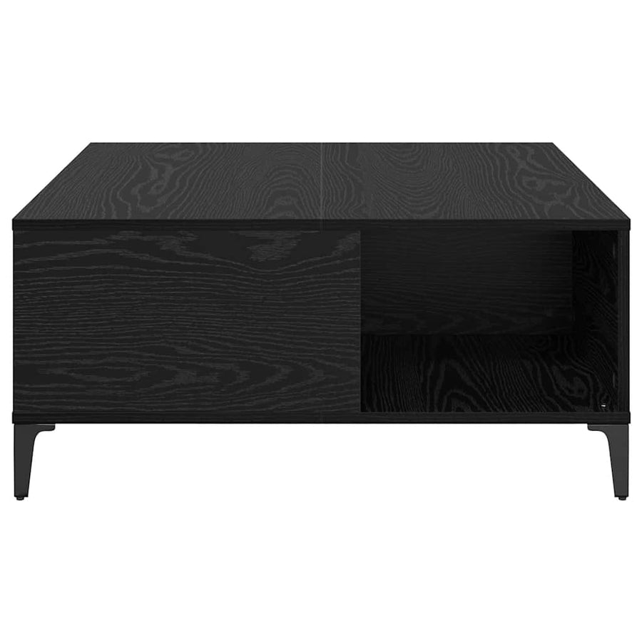 Salontafel Zwart Eiken 80 x 80 x 36,5 cm Bewerkt hout