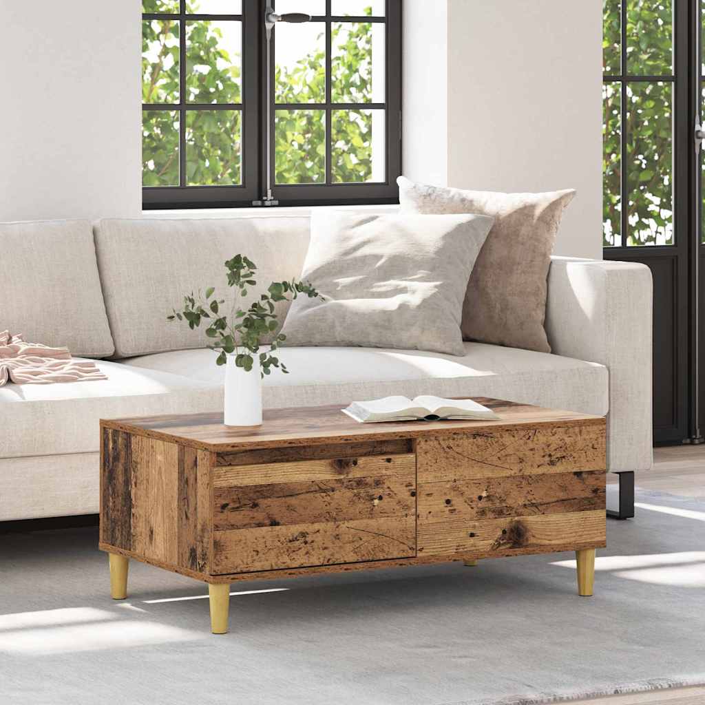 Salontafel met lade Oud Hout 90 x 50 x 35 cm Bewerkt hout