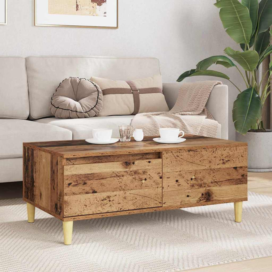 Salontafel met lade Oud Hout 90 x 50 x 35 cm Bewerkt hout