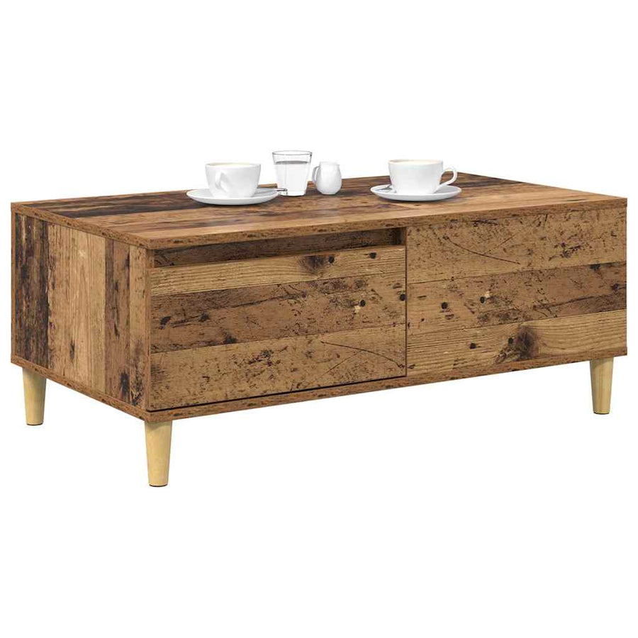 Salontafel met lade Oud Hout 90 x 50 x 35 cm Bewerkt hout