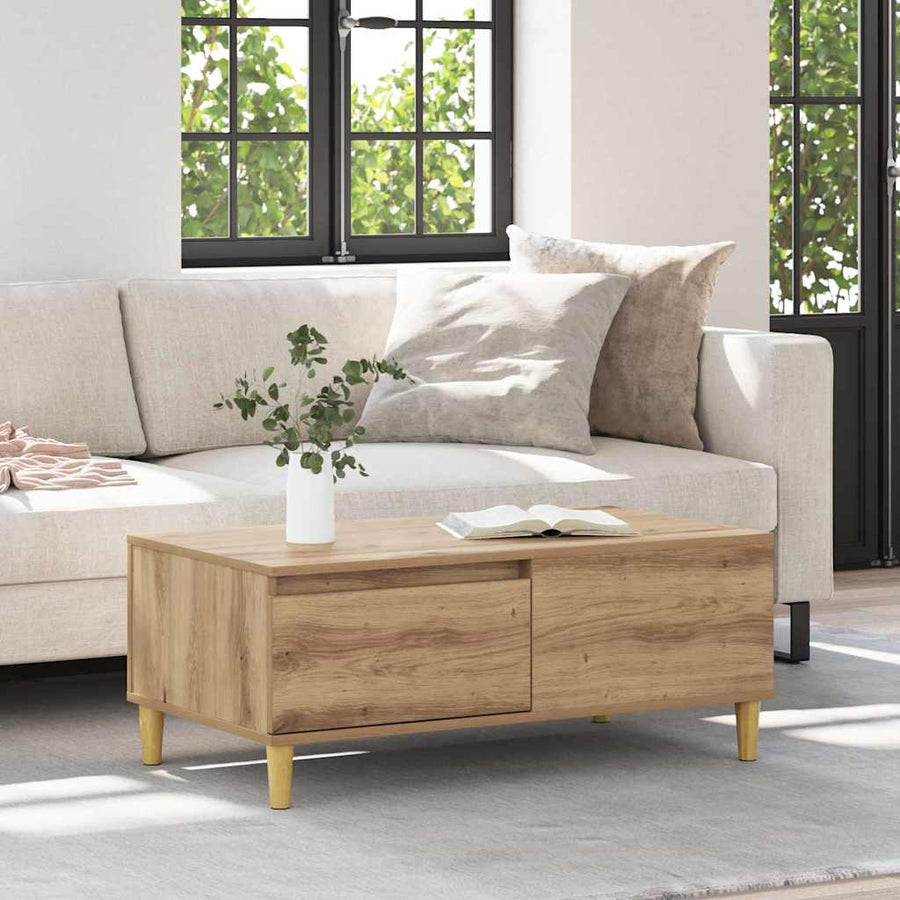 Salontafel met lade Artisan Eiken 90 x 50 x 35 cm Bewerkt hout