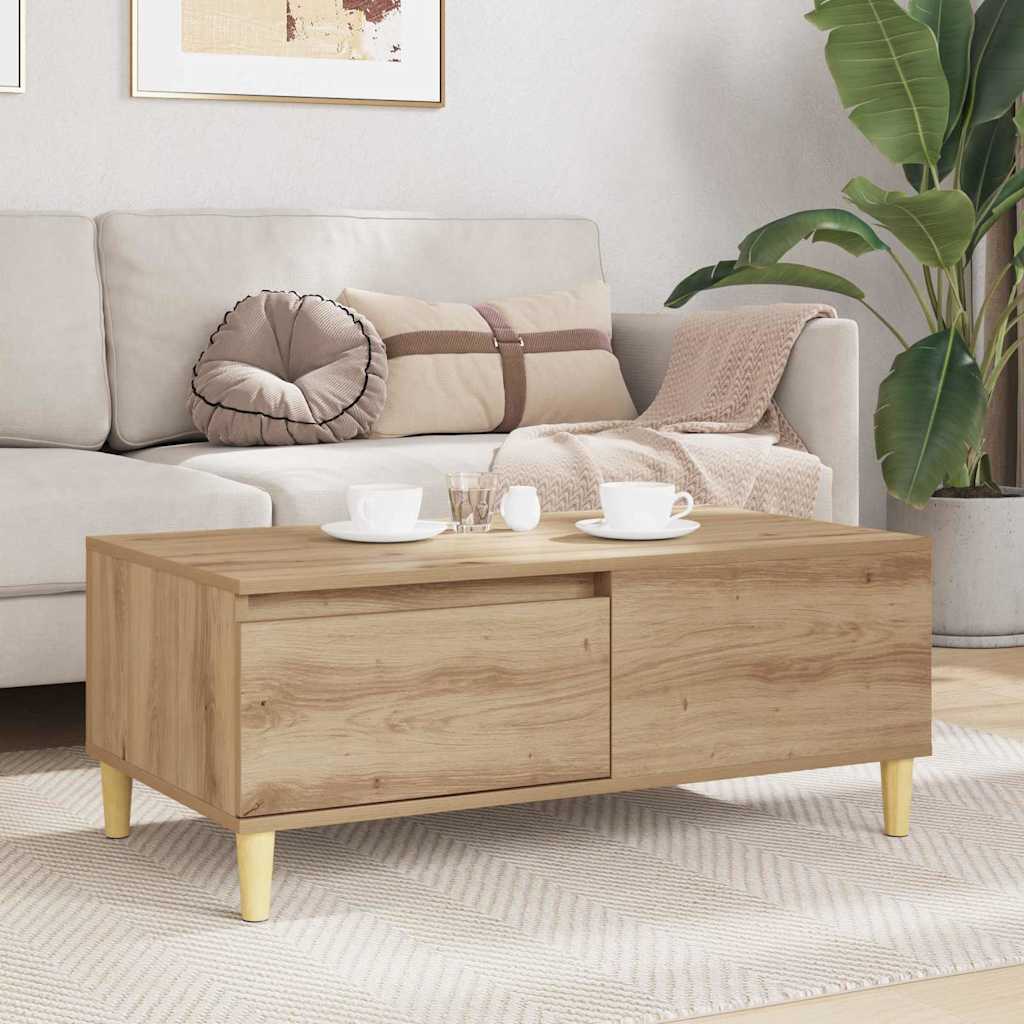 Salontafel met lade Artisan Eiken 90 x 50 x 35 cm Bewerkt hout