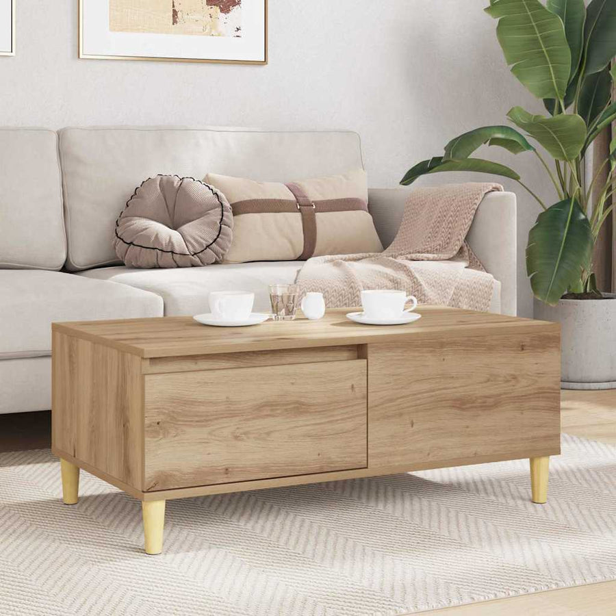 Salontafel met lade Artisan Eiken 90 x 50 x 35 cm Bewerkt hout
