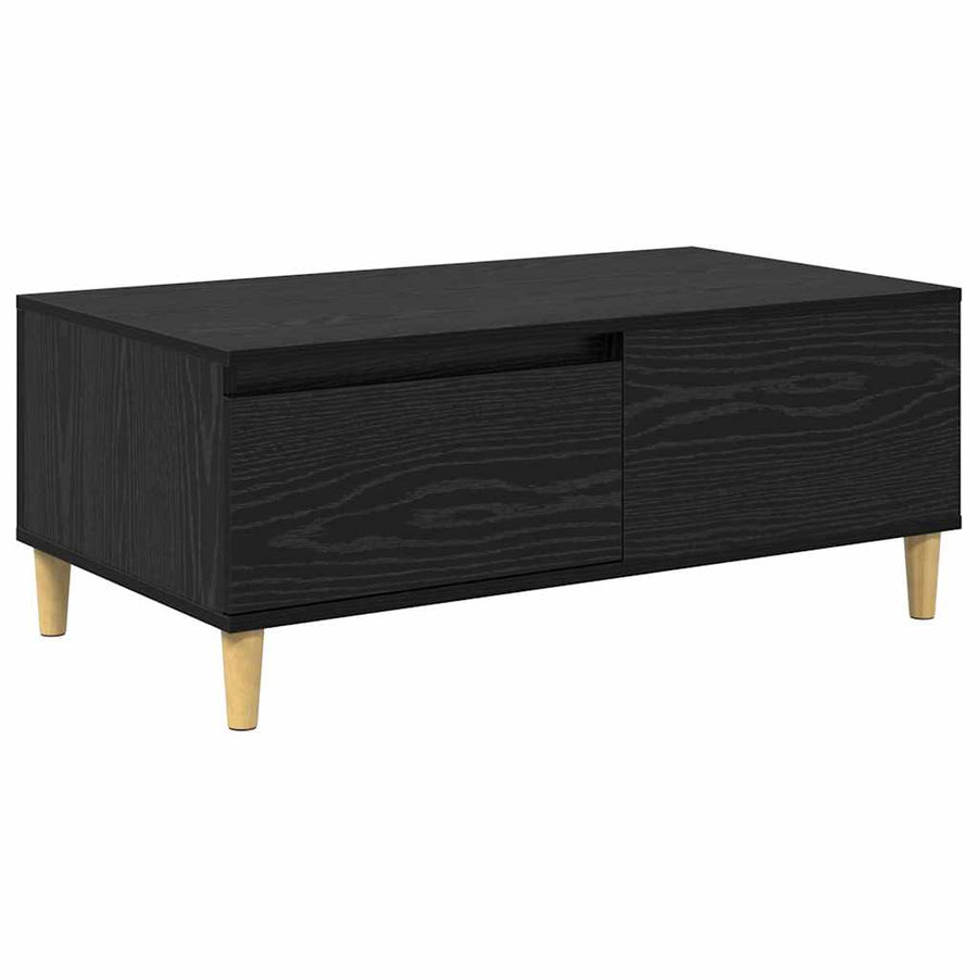 Salontafel met lade Zwart Eiken 90 x 50 x 35 cm Bewerkt hout