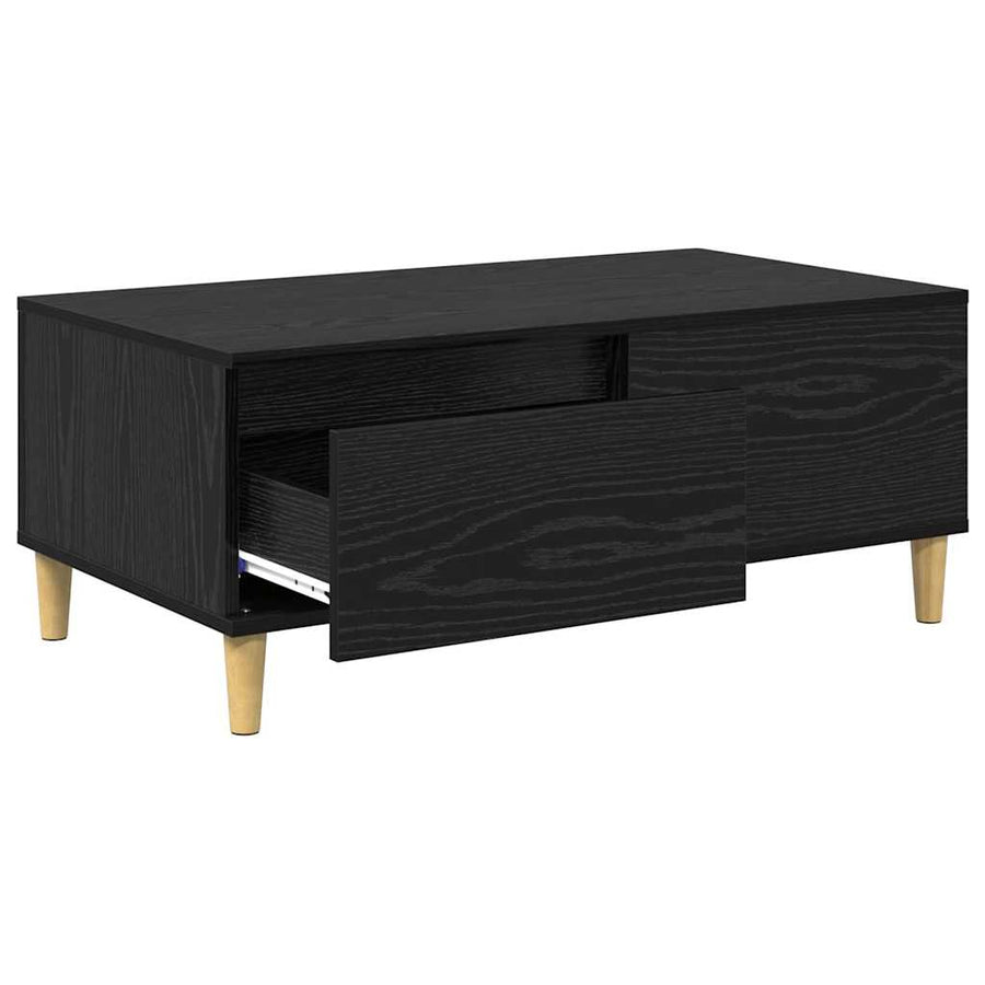 Salontafel met lade Zwart Eiken 90 x 50 x 35 cm Bewerkt hout
