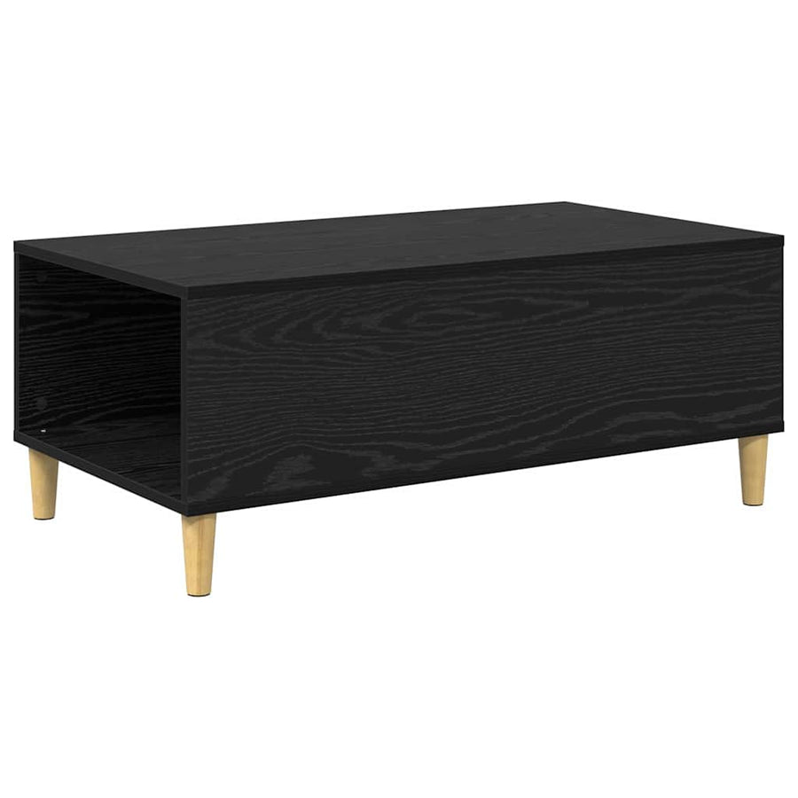 Salontafel met lade Zwart Eiken 90 x 50 x 35 cm Bewerkt hout