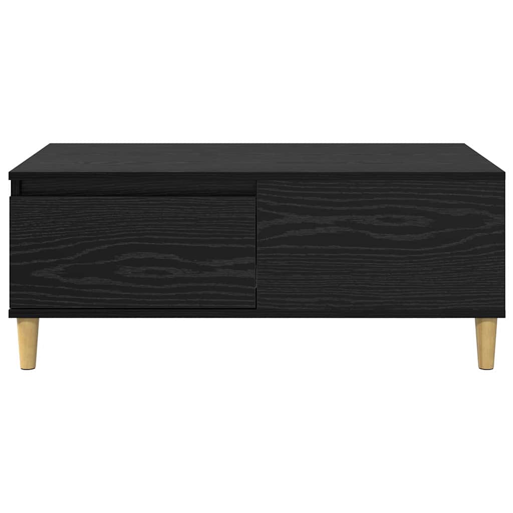Salontafel met lade Zwart Eiken 90 x 50 x 35 cm Bewerkt hout