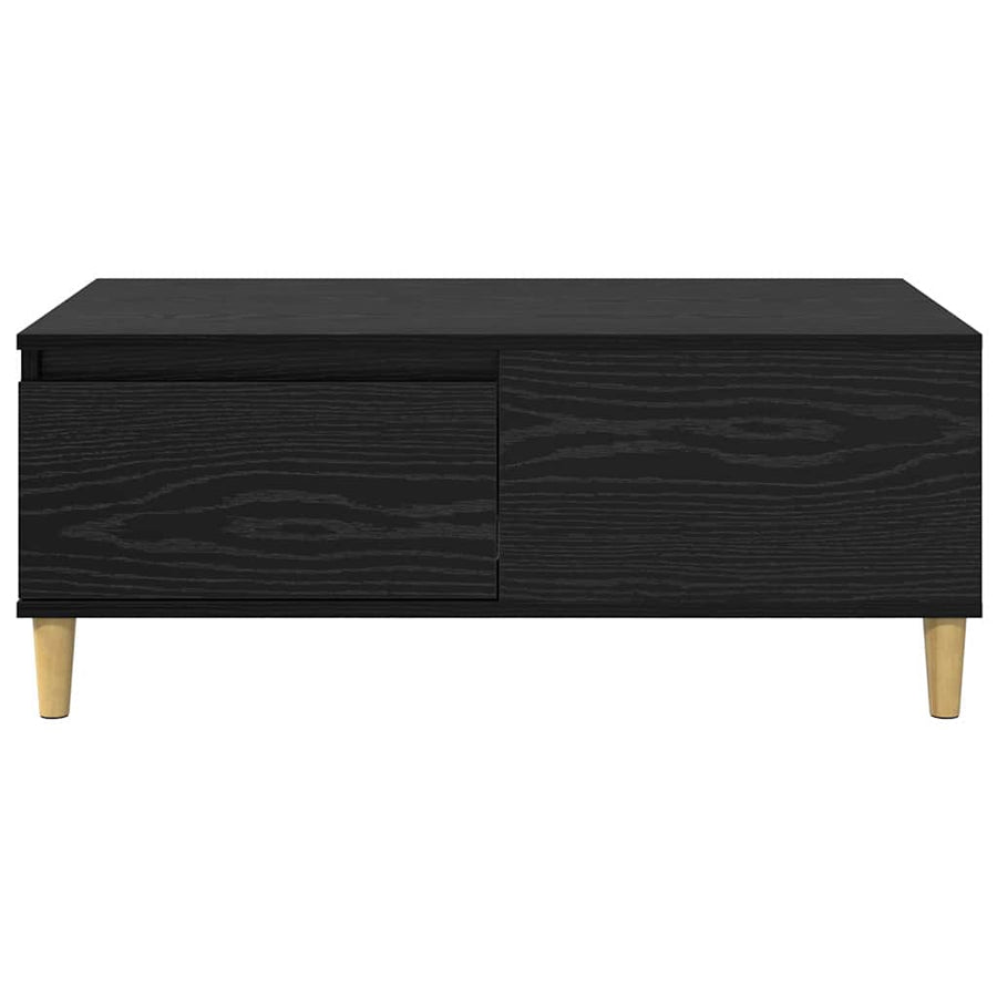 Salontafel met lade Zwart Eiken 90 x 50 x 35 cm Bewerkt hout