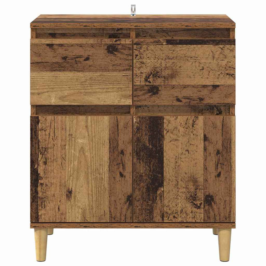Dressoir met lade Oud Hout 60 x 35 x 70 cm Bewerkt hout