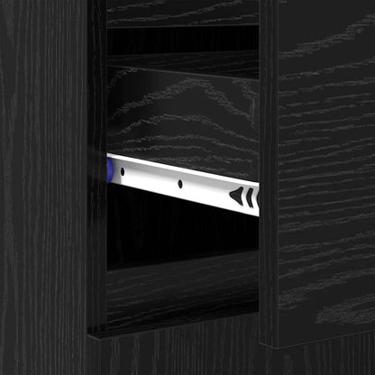Dressoir met lade Zwart Eiken 60 x 35 x 70 cm Bewerkt hout