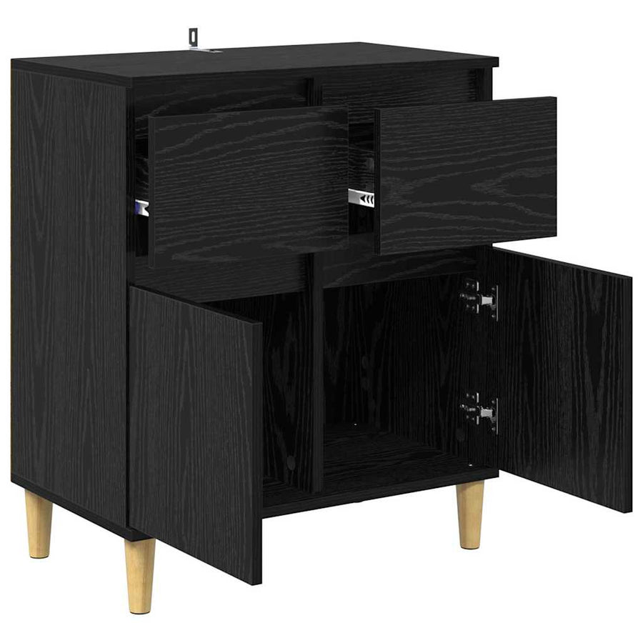 Dressoir met lade Zwart Eiken 60 x 35 x 70 cm Bewerkt hout