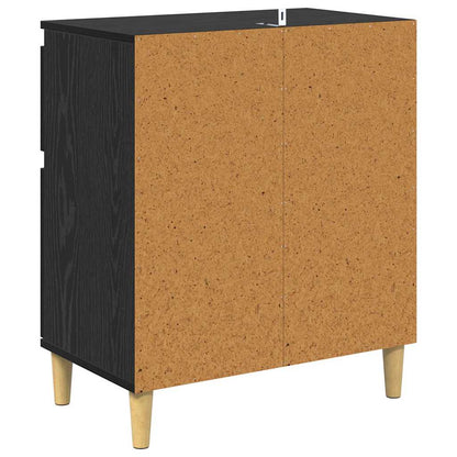 Dressoir met lade Zwart Eiken 60 x 35 x 70 cm Bewerkt hout