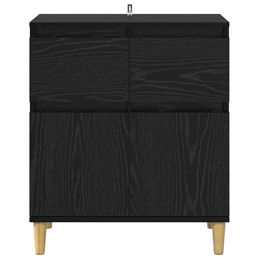 Dressoir met lade Zwart Eiken 60 x 35 x 70 cm Bewerkt hout