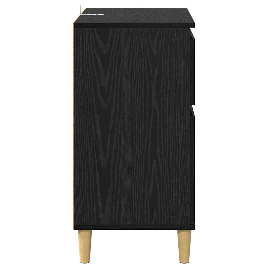 Dressoir met lade Zwart Eiken 60 x 35 x 70 cm Bewerkt hout