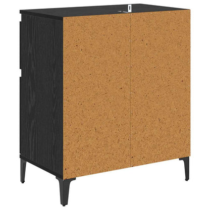 Dressoir Zwart Eiken 60 x 35 x 70 cm Gemonteerd hout en ijzer