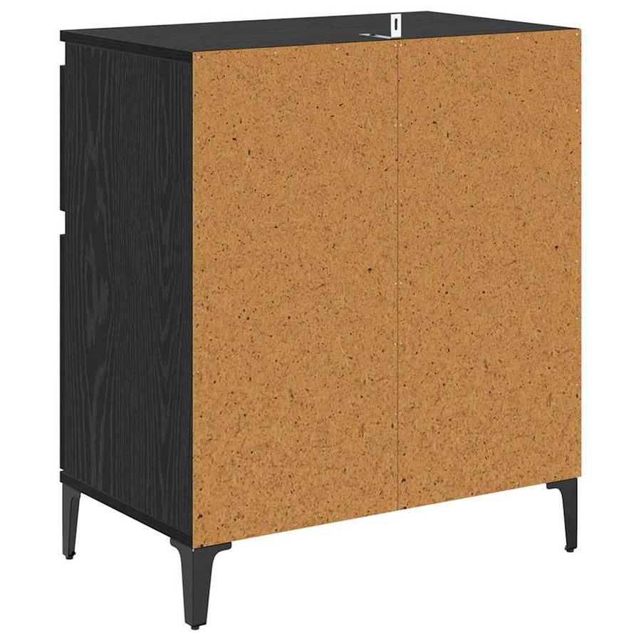 Dressoir Zwart Eiken 60 x 35 x 70 cm Gemonteerd hout en ijzer